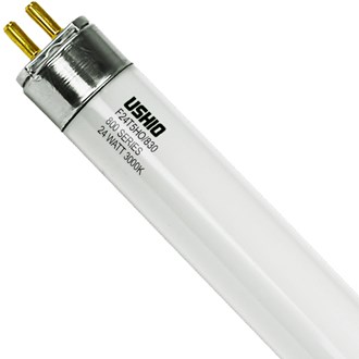 Ushio 3000389 - F24T5HO/830 - High Output T5s 24 Watt - 3000 Kelvin - 22 in. - 2000 Lumens - 800 Series Phosphors